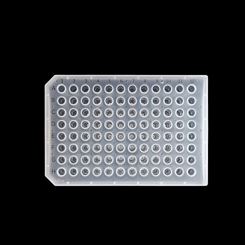 ПЦР-планшет, ПП, 0,2 мл, прозрачный, полуюбочный, 96-луночный, 10 шт./упак., Service Bio, Китай  (арт. PCR-9602-HS)